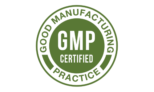 Green GMP Certified badge, featuring the text 